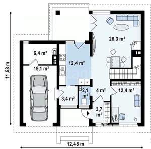 Дом 162м², 2-этажный, участок 6 сот.  