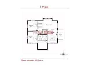 Коттедж 340м², 2-этажный, участок 40 сот.  