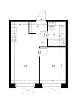 1-к квартира, на длительный срок, 31м2, 5/9 этаж