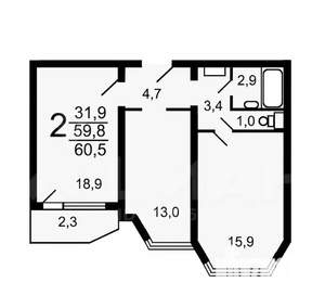 2-к квартира, на длительный срок, 60м2, 13/25 этаж