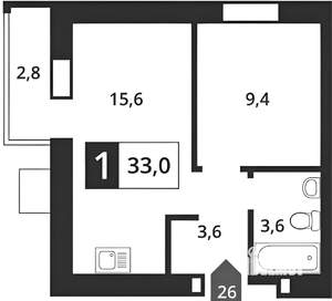 1-к квартира, на длительный срок, 33м2, 1/6 этаж