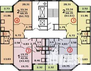 2-к квартира, на длительный срок, 61м2, 3/17 этаж