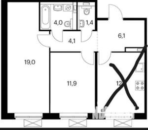 2-к квартира, на длительный срок, 48м2, 5/9 этаж