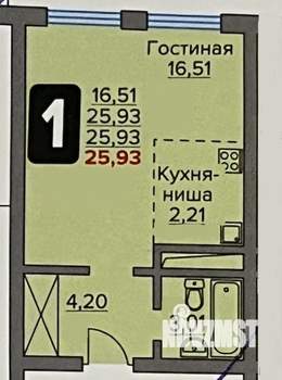 Студия квартира, на длительный срок, 26м2, 3/8 этаж