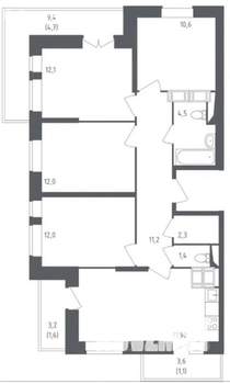 4-к квартира, на длительный срок, 97м2, 15/22 этаж