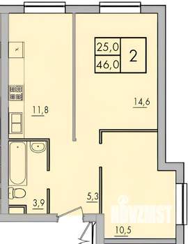 2-к квартира, на длительный срок, 46м2, 2/3 этаж