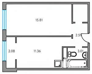 1-к квартира, на длительный срок, 38м2, 8/8 этаж