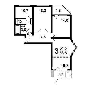 3-к квартира, на длительный срок, 83м2, 19/26 этаж