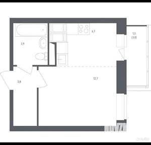 Студия квартира, на длительный срок, 27м2, 10/20 этаж