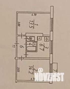 2-к квартира, на длительный срок, 41м2, 5/5 этаж