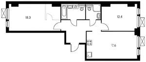 2-к квартира, на длительный срок, 65м2, 12/16 этаж