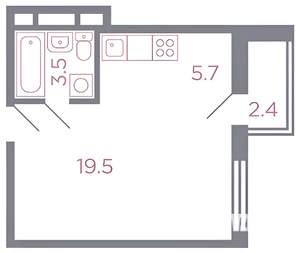 1-к квартира, на длительный срок, 30м2, 3/9 этаж