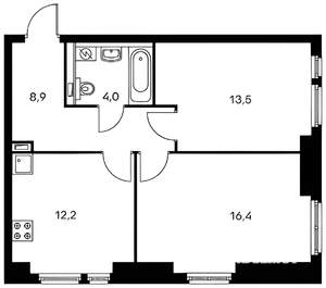 2-к квартира, на длительный срок, 55м2, 28/33 этаж