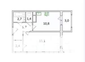 1-к квартира, на длительный срок, 40м2, 2/4 этаж