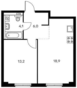 1-к квартира, на длительный срок, 43м2, 20/33 этаж