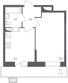 1-к квартира, на длительный срок, 36м2, 8/12 этаж