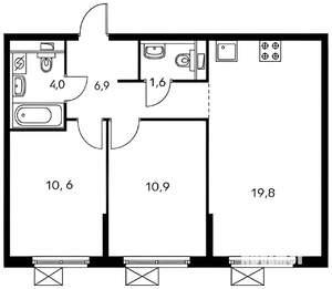 2-к квартира, на длительный срок, 55м2, 5/9 этаж