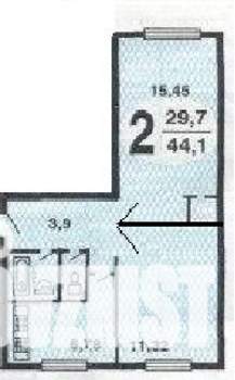 2-к квартира, на длительный срок, 44м2, 1/5 этаж