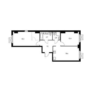 2-к квартира, на длительный срок, 67м2, 22/33 этаж