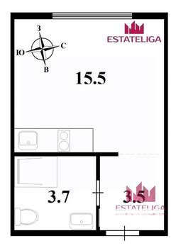 Студия квартира, на длительный срок, 24м2, 5/8 этаж