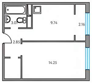 1-к квартира, на длительный срок, 36м2, 2/8 этаж