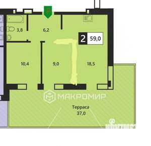 2-к квартира, на длительный срок, 58м2, 1/6 этаж
