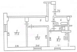 2-к квартира, на длительный срок, 54м2, 5/5 этаж
