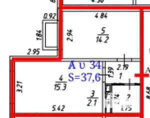 2-к квартира, на длительный срок, 38м2, 1/8 этаж