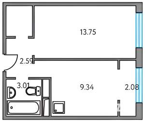 1-к квартира, на длительный срок, 32м2, 6/8 этаж