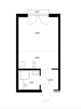 Студия квартира, на длительный срок, 20м2, 4/9 этаж