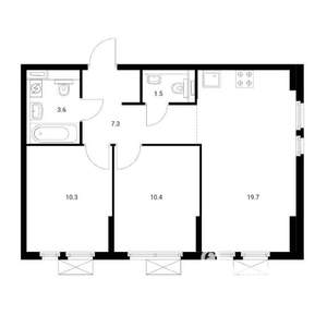 2-к квартира, на длительный срок, 53м2, 6/9 этаж