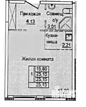 Студия квартира, на длительный срок, 25м2, 6/8 этаж