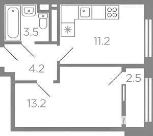 1-к квартира, на длительный срок, 32м2, 6/12 этаж