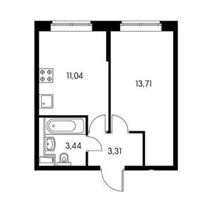 2-к квартира, на длительный срок, 39м2, 7/10 этаж