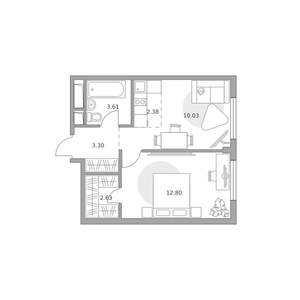 2-к квартира, вторичка, 35м2, 12/14 этаж