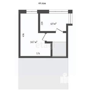 2-к квартира, вторичка, 69м2, 43/44 этаж