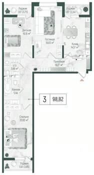 3-к квартира, вторичка, 104м2, 4/10 этаж
