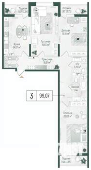 3-к квартира, вторичка, 105м2, 9/10 этаж