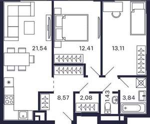 2-к квартира, вторичка, 63м2, 15/28 этаж