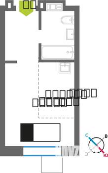 1-к квартира, вторичка, 23м2, 2/7 этаж