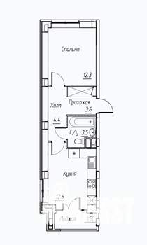 1-к квартира, вторичка, 40м2, 2/3 этаж