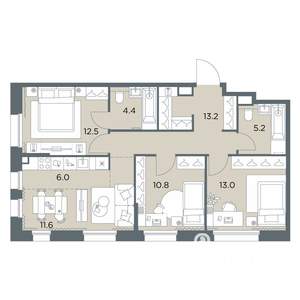 4-к квартира, вторичка, 77м2, 5/6 этаж