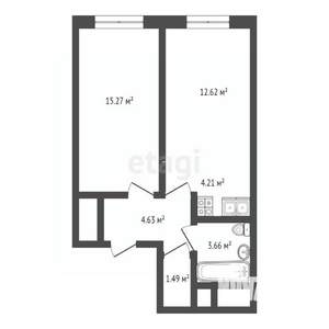 1-к квартира, вторичка, 42м2, 2/24 этаж