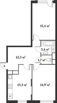 2-к квартира, вторичка, 62м2, 4/6 этаж
