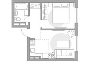 2-к квартира, строящийся дом, 35м2, 6/6 этаж