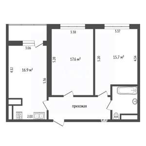 2-к квартира, вторичка, 64м2, 2/22 этаж