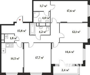 4-к квартира, вторичка, 109м2, 1/6 этаж