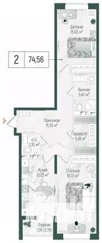 2-к квартира, вторичка, 76м2, 8/10 этаж