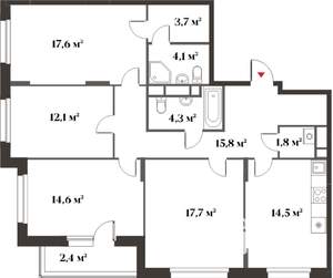 1-к квартира, вторичка, 42м2, 4/6 этаж