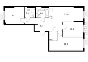 3-к квартира, вторичка, 80м2, 1/9 этаж